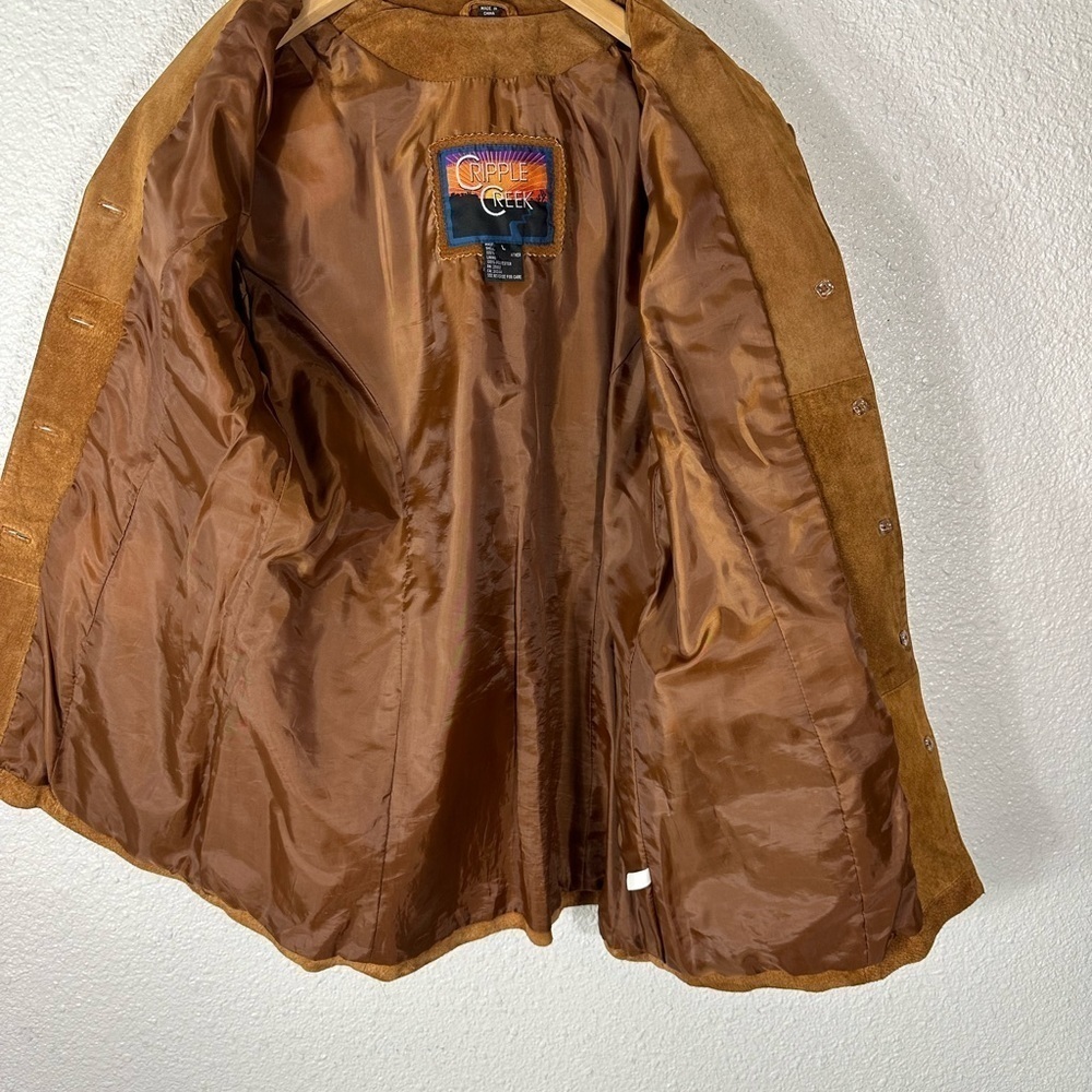 Cripple Creek Leather Blazer Jacket Tan Size Large - Picture 4 of 12